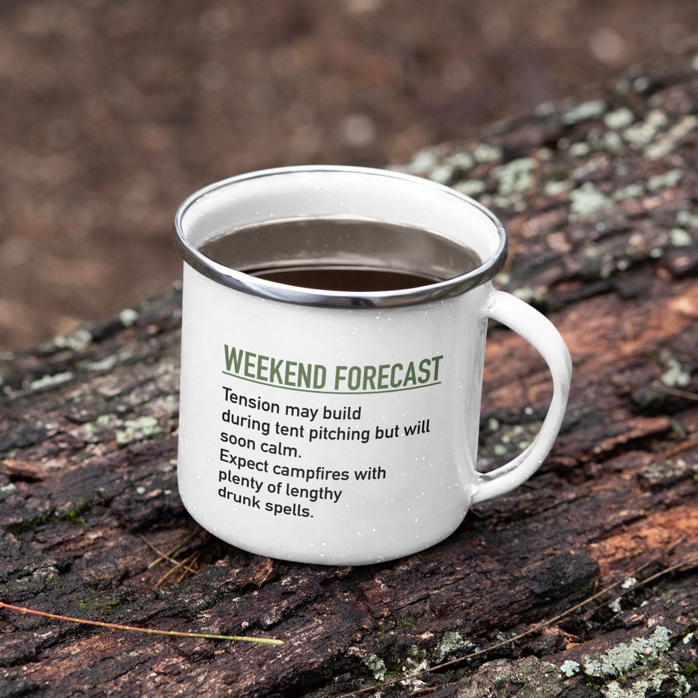 Weekend Forecast Enamel Camping Mug