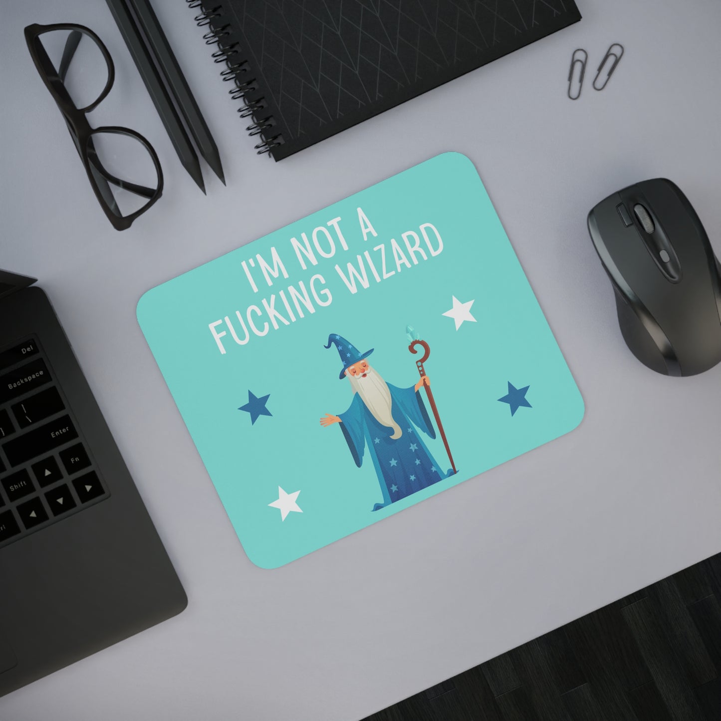 I’m Not a Fucking Wizard Mousepad Blue