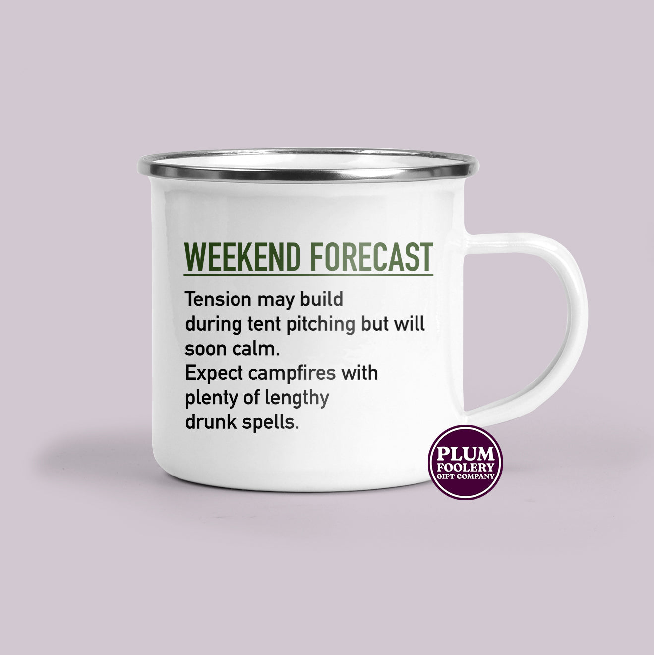 Weekend Forecast Enamel Camping Mug