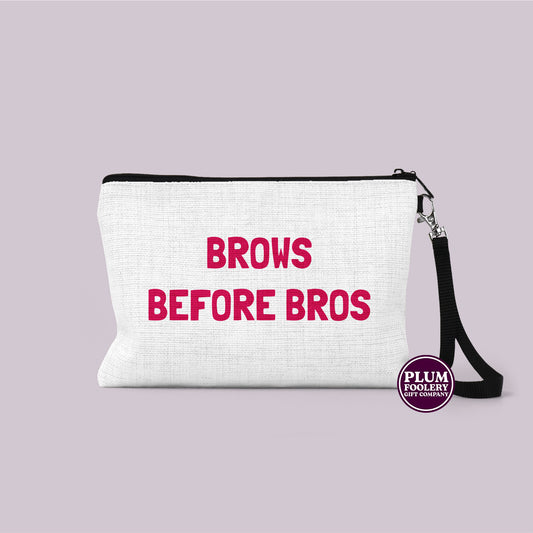Brows Before Bros - Linen Cosmetic or Toiletry Pouch