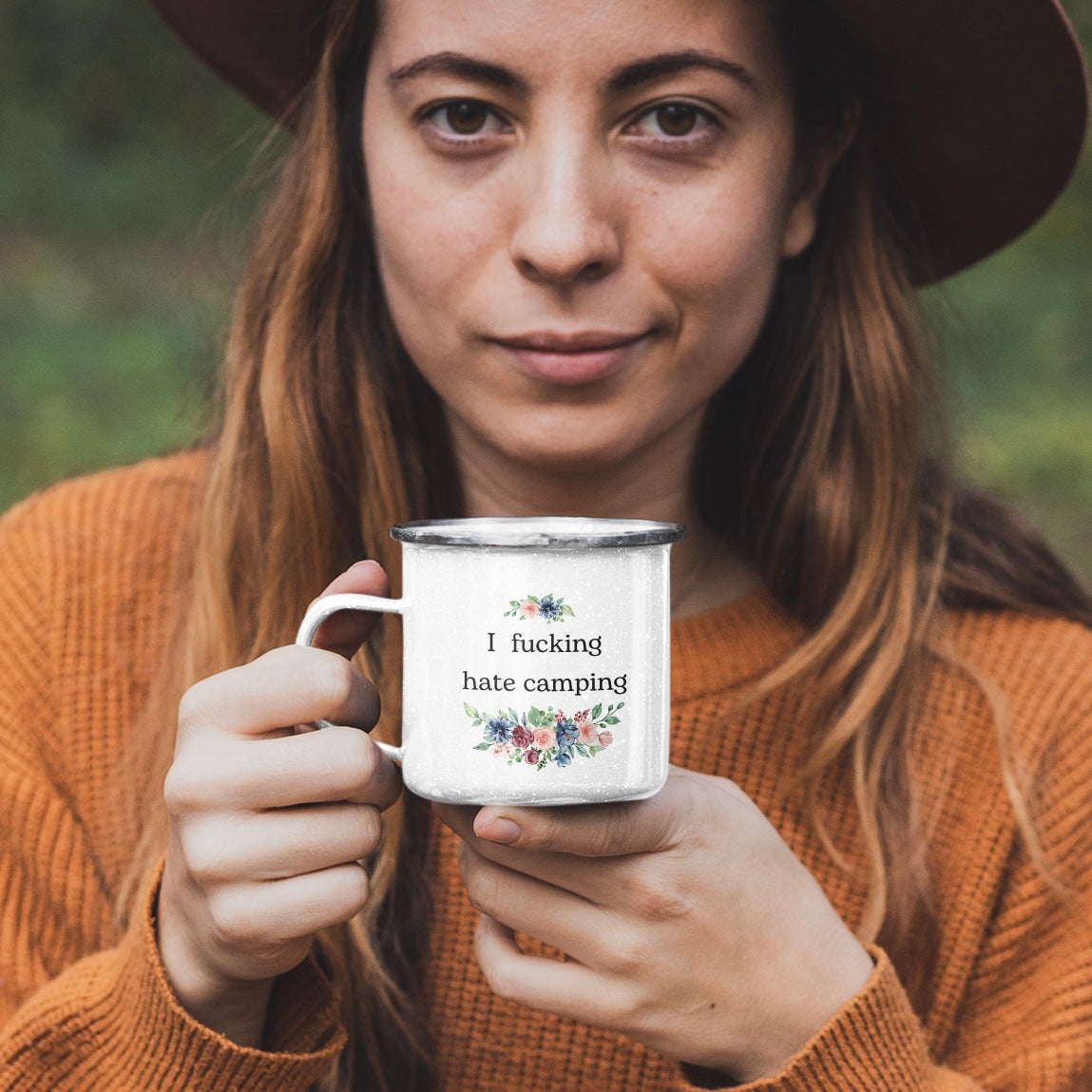Funny Enamel Camping Mugs for Outdoors - I Love Camping - I Hate Camping